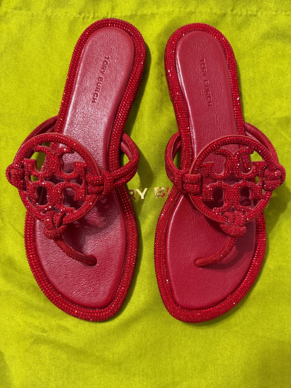 Tory Burch Red Logo Pave Miller Sandals